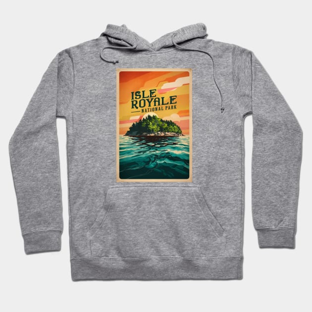 Vintage Isle Royale National Park Poster Hoodie by Perspektiva